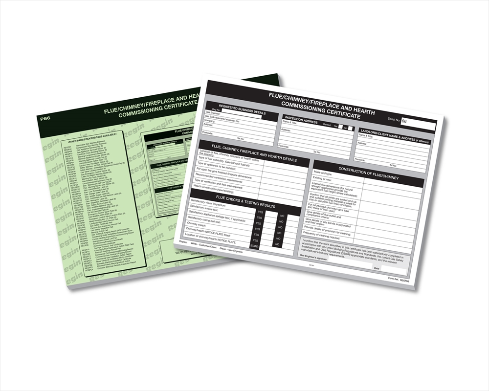 Flue/Fireplace Commissioning Certificates Regin Products Ltd