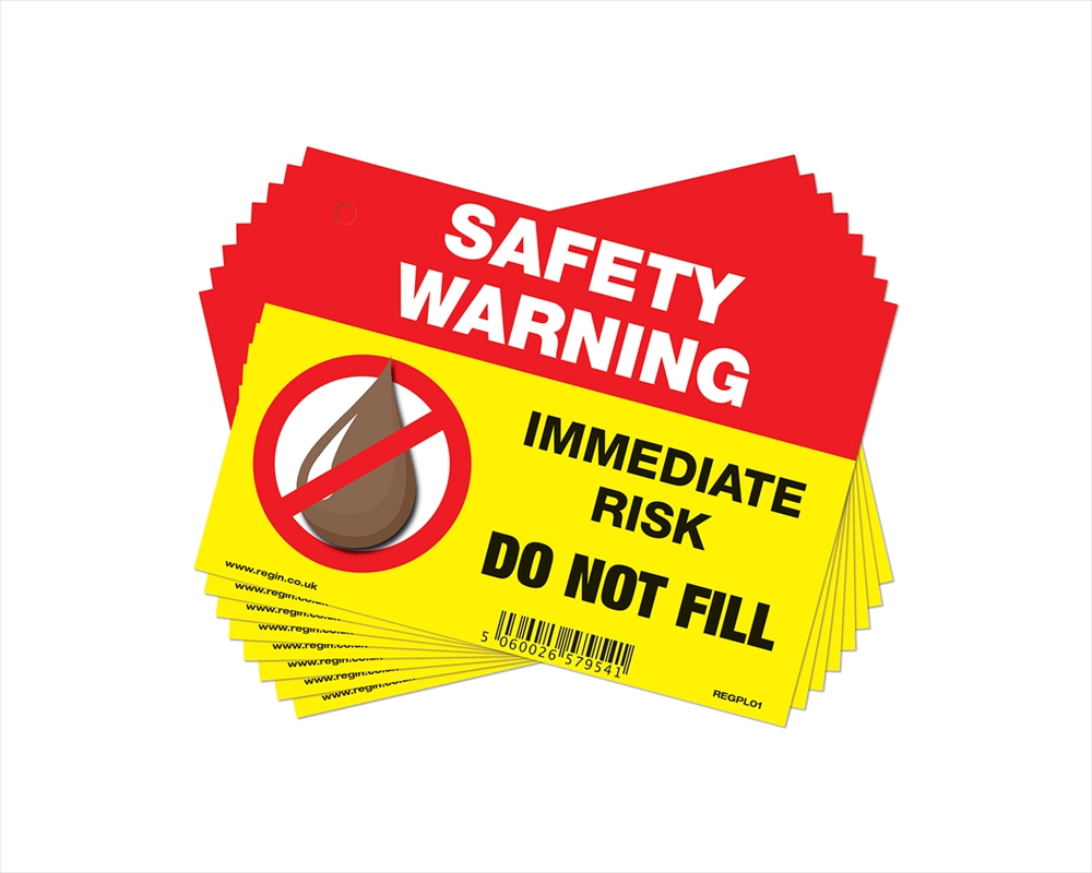 WARNING DO NOT FILL (LIQUID FUEL) STICKER/TAG x8 Regin Products Ltd